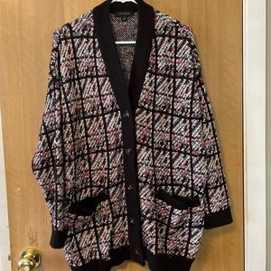 Ann Taylor Plaid Boyfriend Cardigan
